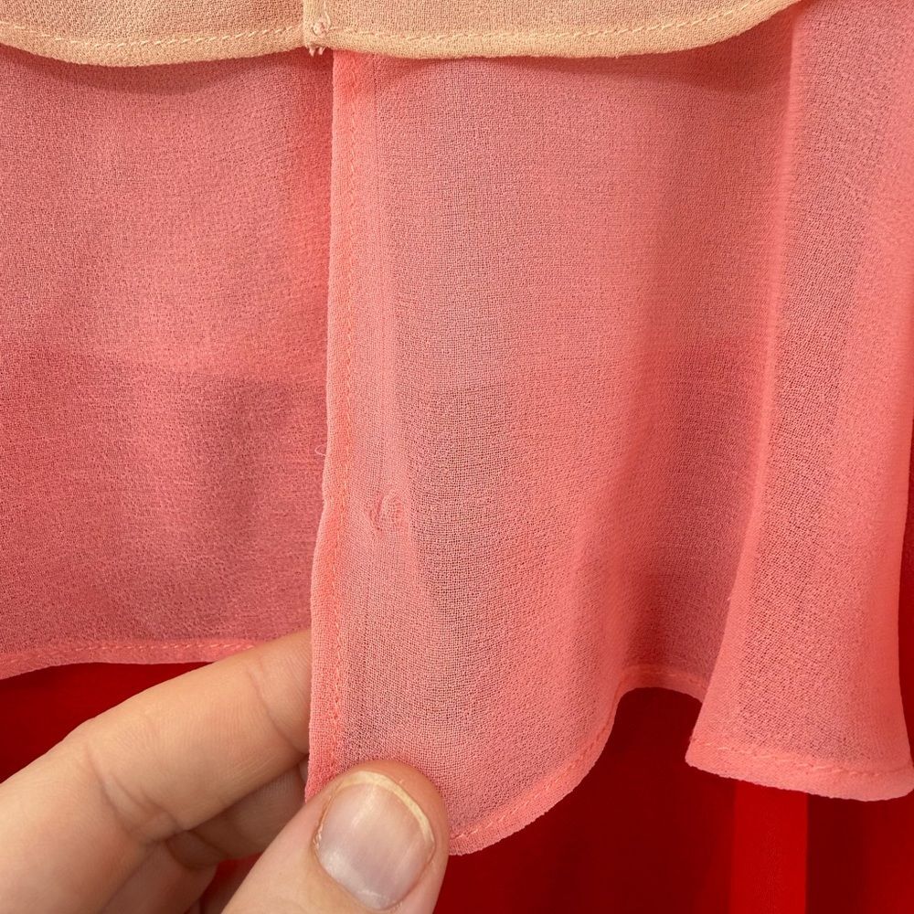 Anthropologie Delfi Collective Madeira Tiered Midi Dress Peach/Pink/Red | Small - Picture 7 of 9